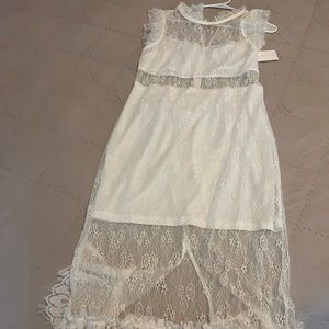 White lace midi dress